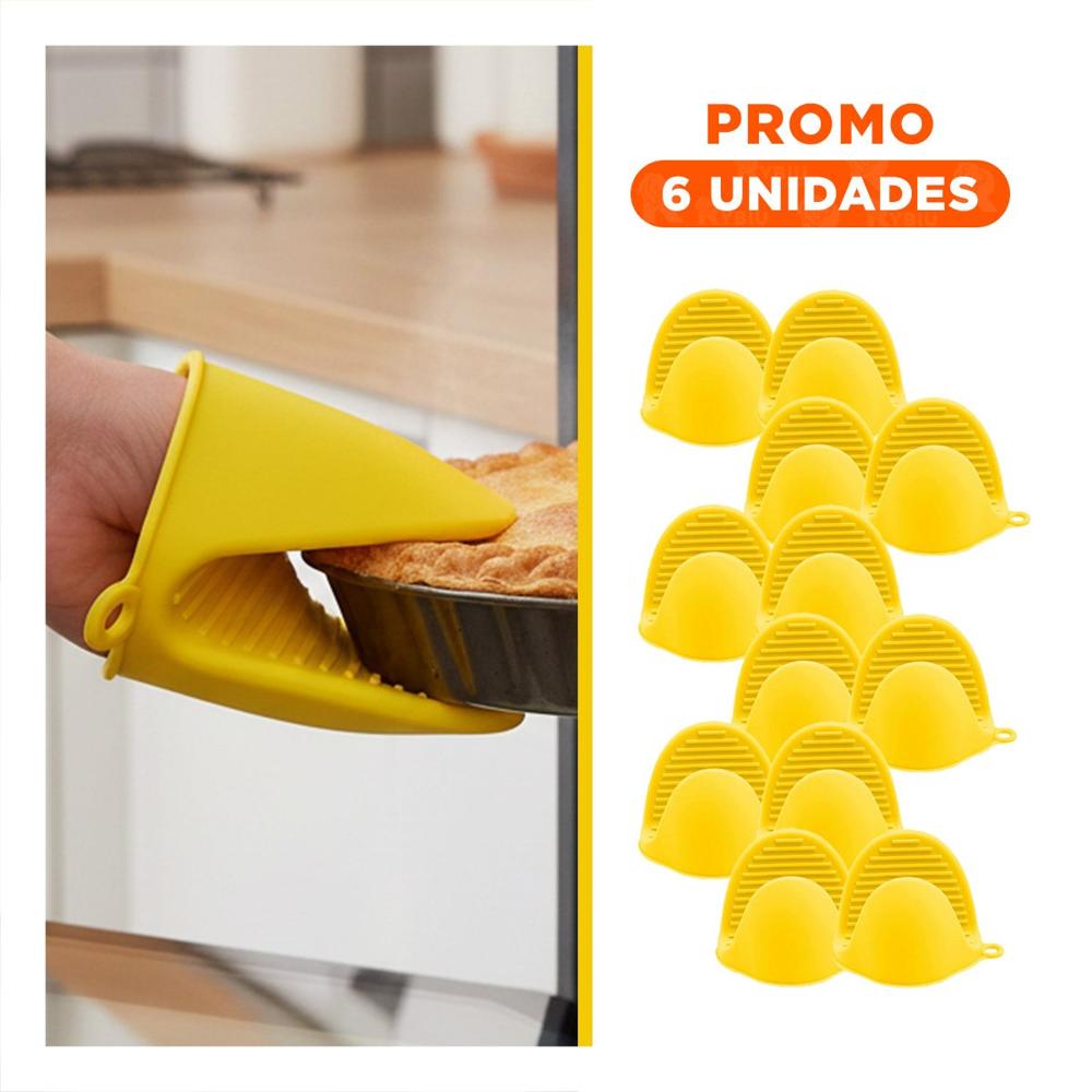Pack6 Manos Accesorios de Silicona Amarillo para Cocina y Hogar 7,3x9,5cm
