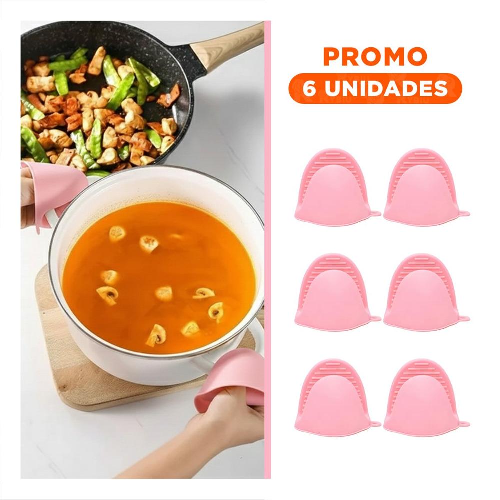 Pack6 Manos Accesorios de Silicona Rosado para Cocina y Hogar 7,3x9,5cm