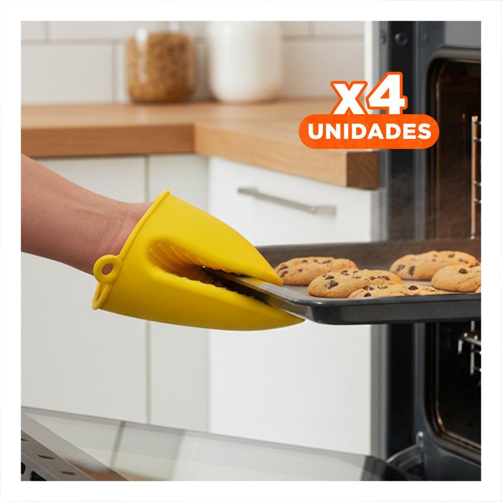 Pack4 Manos Protectores de Silicona Amarillo para Uso Diario en Casa 7,3x9,5cm Y+Papel Regalo