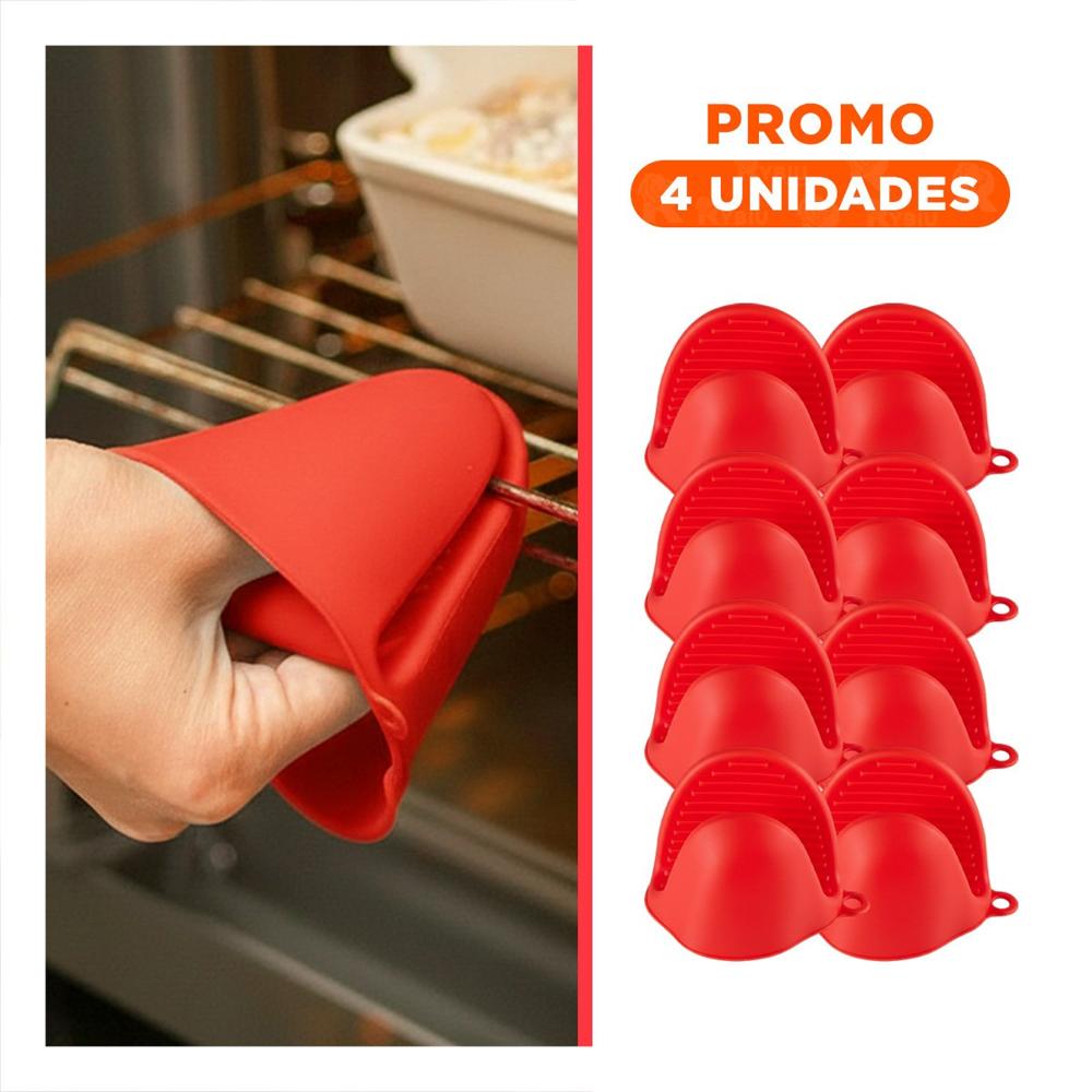 Pack4 Manos Cubiertos de Silicona Rojo para Preparar Alimentos 7,3x9,5cm Y+Regalo Sticker