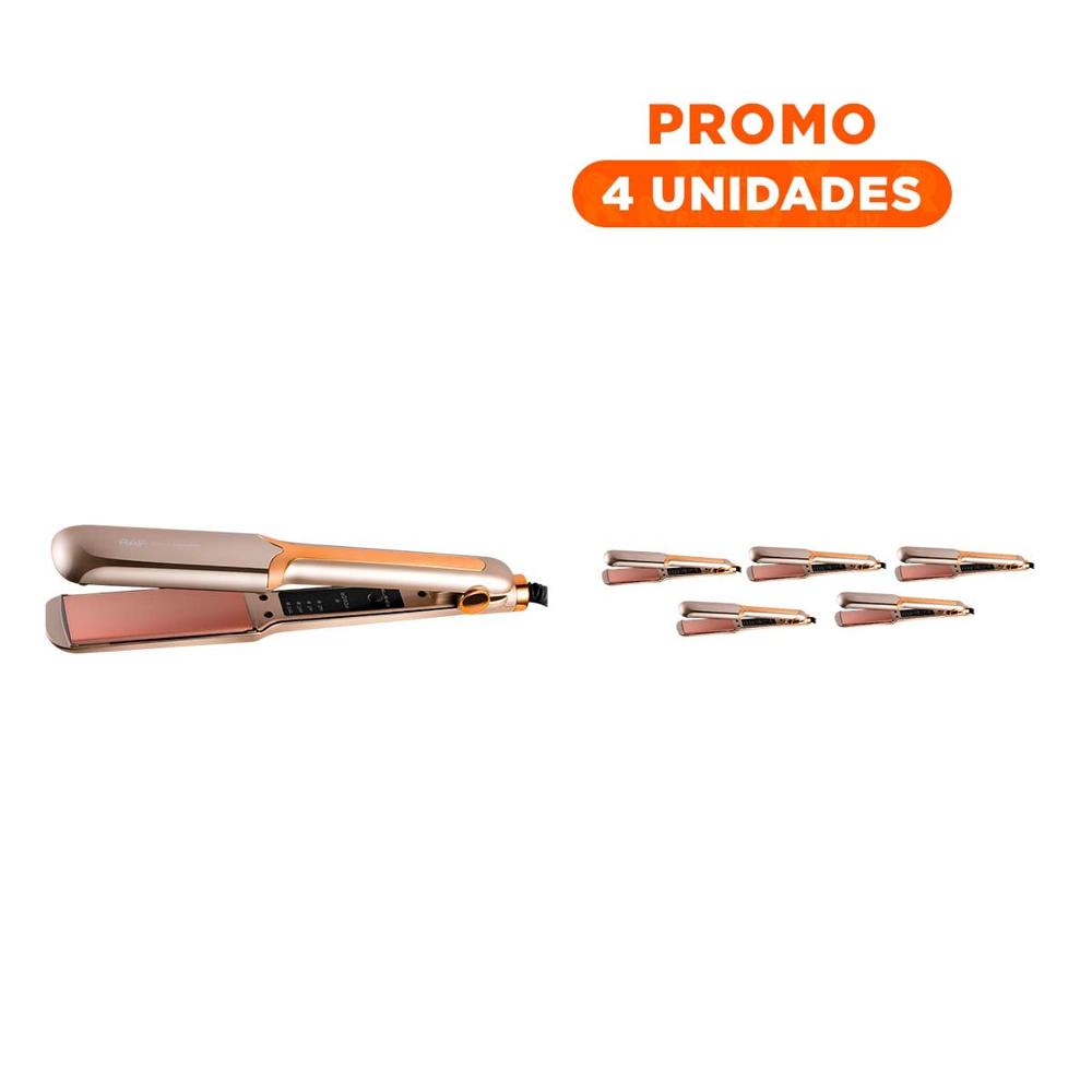 Pack4 Estilizador Capilar con Placas Lisas para Acabado Brillante Dorado Y+Regalo Sticker