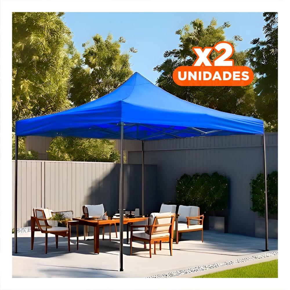 Pack2 Toldo Plegable de Facil Instalacion con Dimensiones 3x3x2.3m Color Azul Y+Papel Regalo