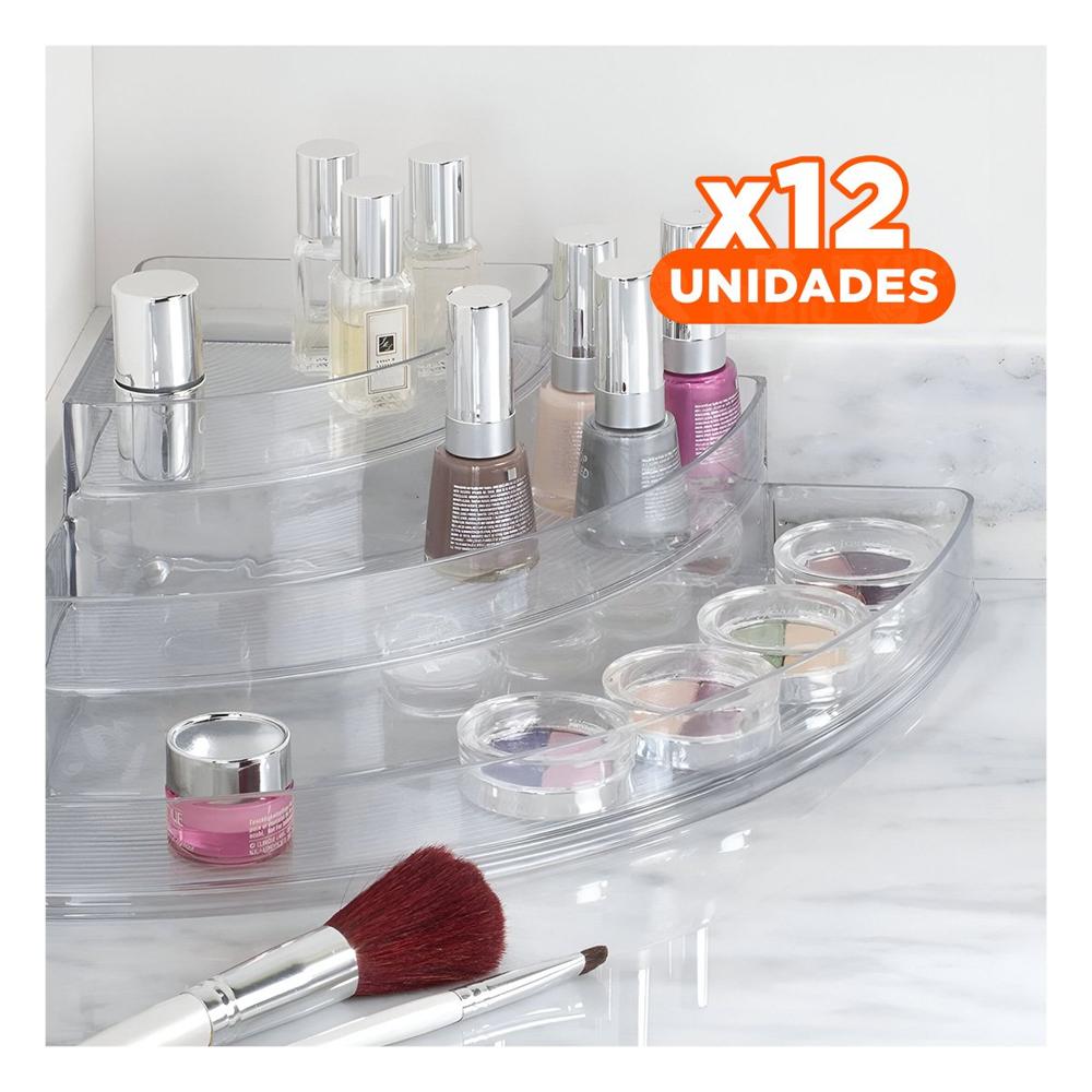 Pack12 Porta Productos de Acrilico Transparente 3 Niveles para Escritorio