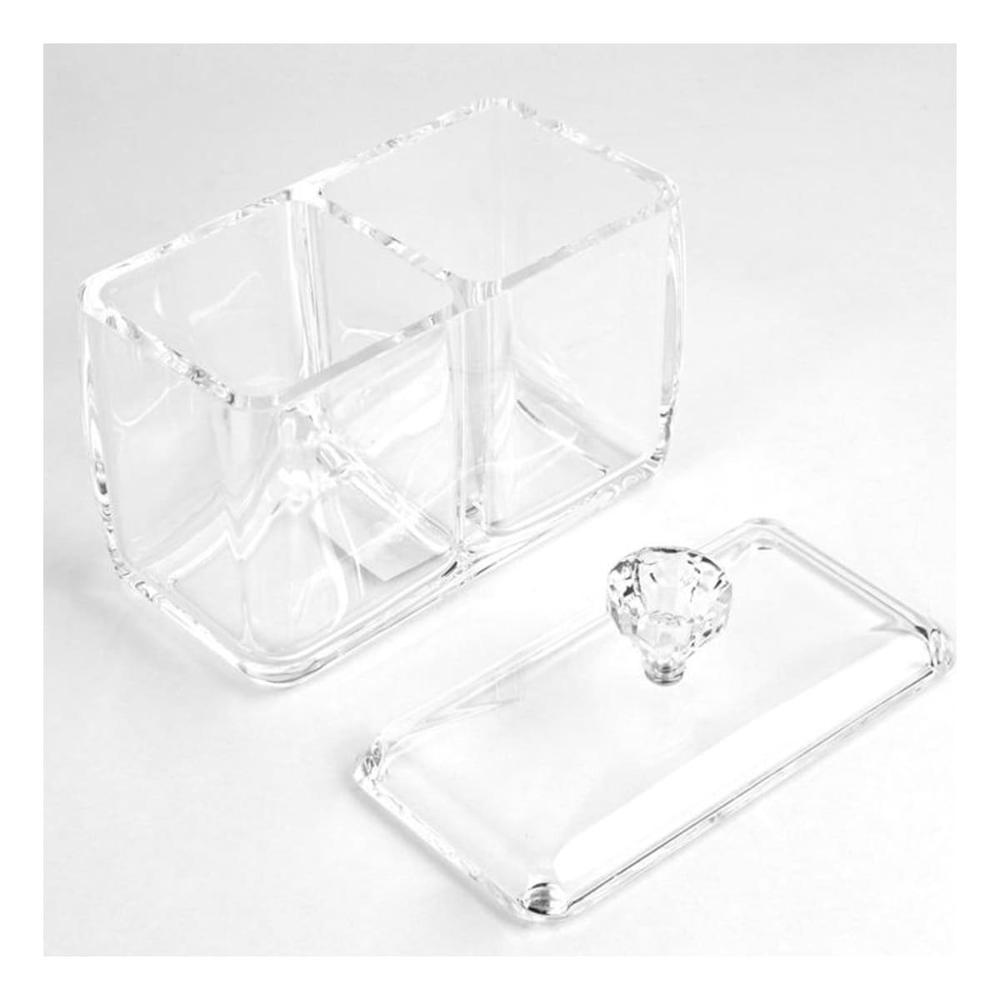 Organizador acrilico 2 divisiones con tapa transparente para guardar articulos Y+Regalo Sticker