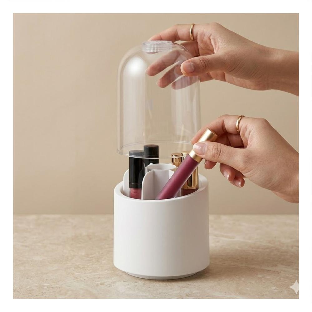 Pack4 Soporte Giratorio Blanco de Maquillaje y Accesorios de Tocador