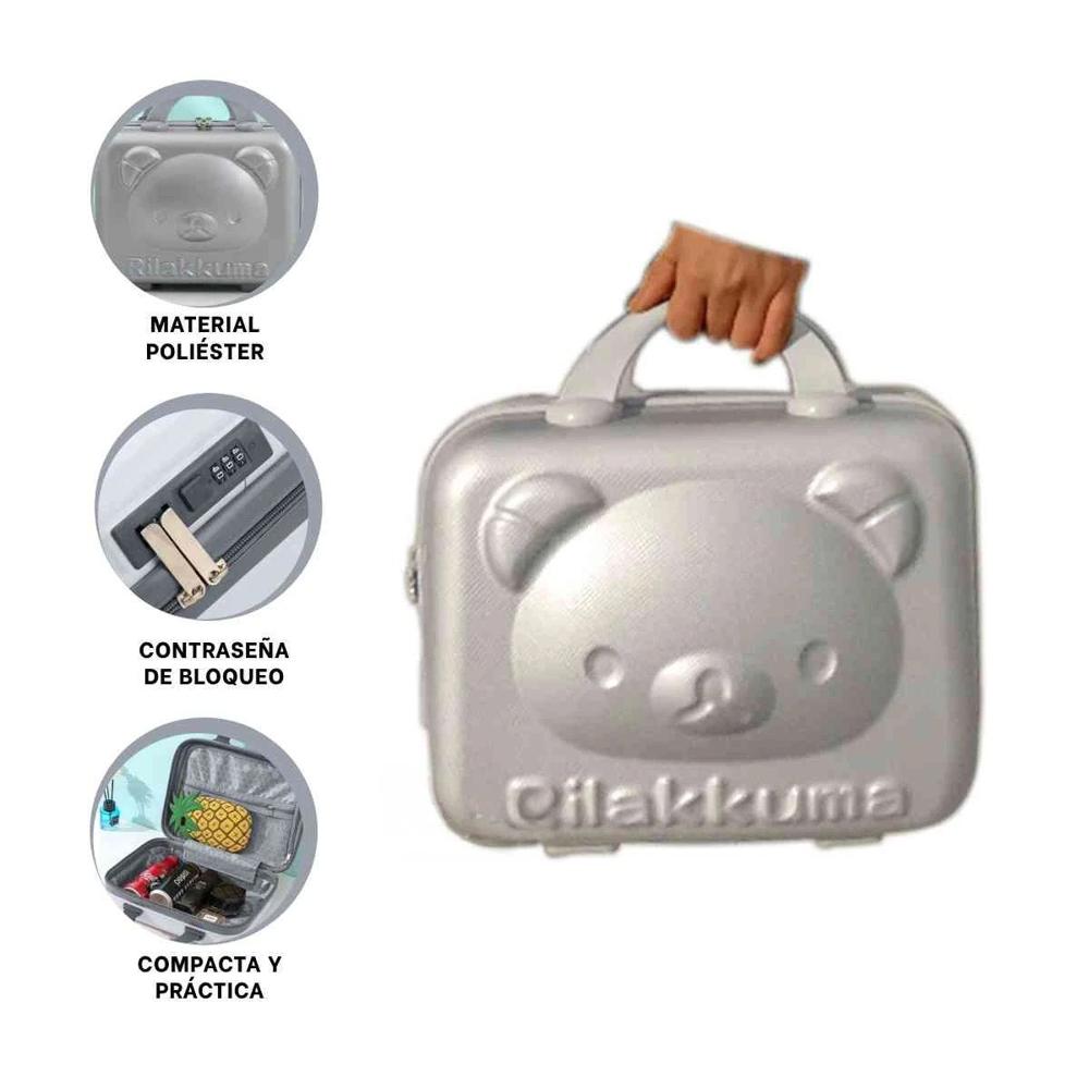 Maleta Mini Portatil de Oso con Uso Multiusos y Acabado Plomo Y+Ligas Regalo