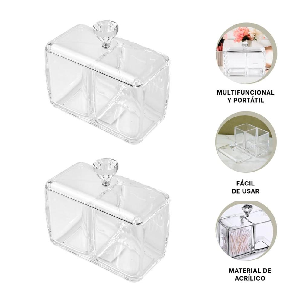 Organizador acrilico 2 divisiones con tapa transparente practica para el hogar Y+Ligas Regalo