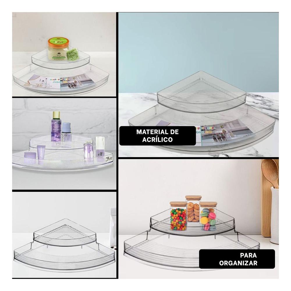 Contenedor Versatil de Acrilico Esquinero Transparente para Escritorio y Casa