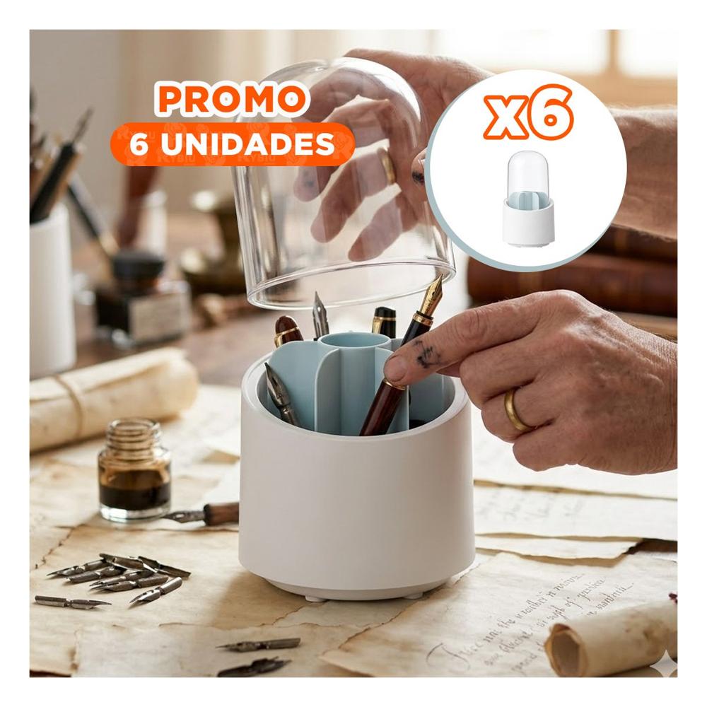 Pack6 Base Giratoria Celeste para Maquillaje y Accesorios de Tocador Y+Papel Regalo