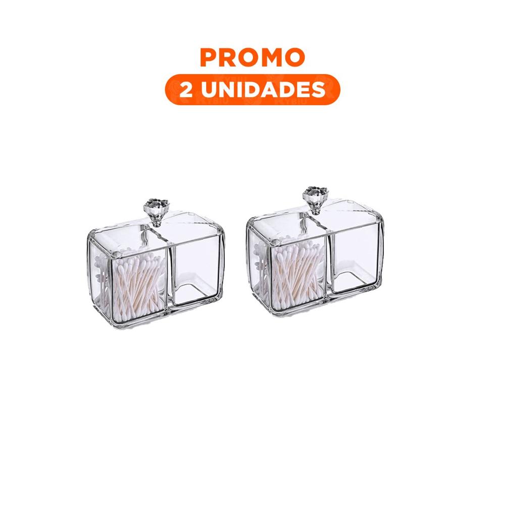 Pack2 Organizador acrilico 2 divisiones con tapa transparente facil de usar