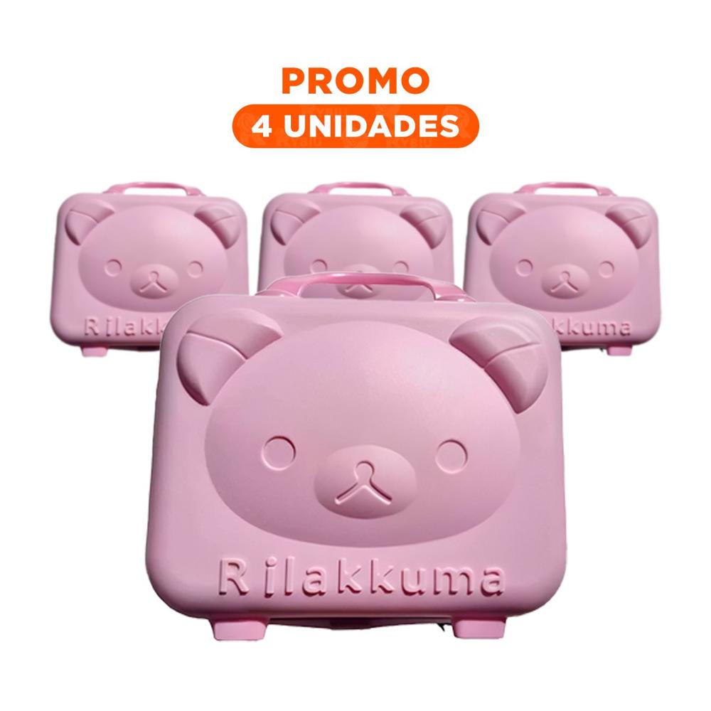 Pack4 Petaca Mini Portatil de Oso Multiusos con Acabado Rosado Y+Regalo Sticker