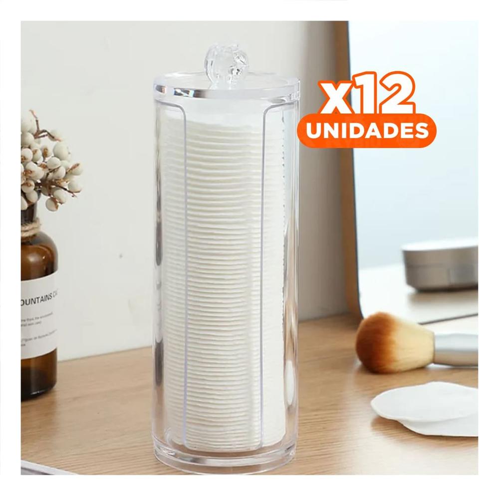 Pack12 Contenedor Acrilico con tapa transparente organizador de algodon aseo Y+Papel Regalo