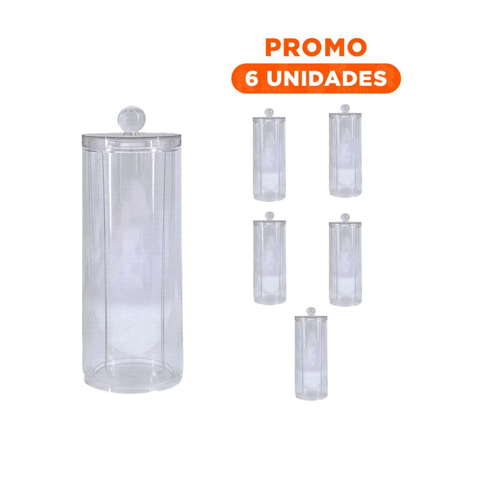 Pack6 Organizador Acrilico con tapa para algodon transparente uso aseo hogar