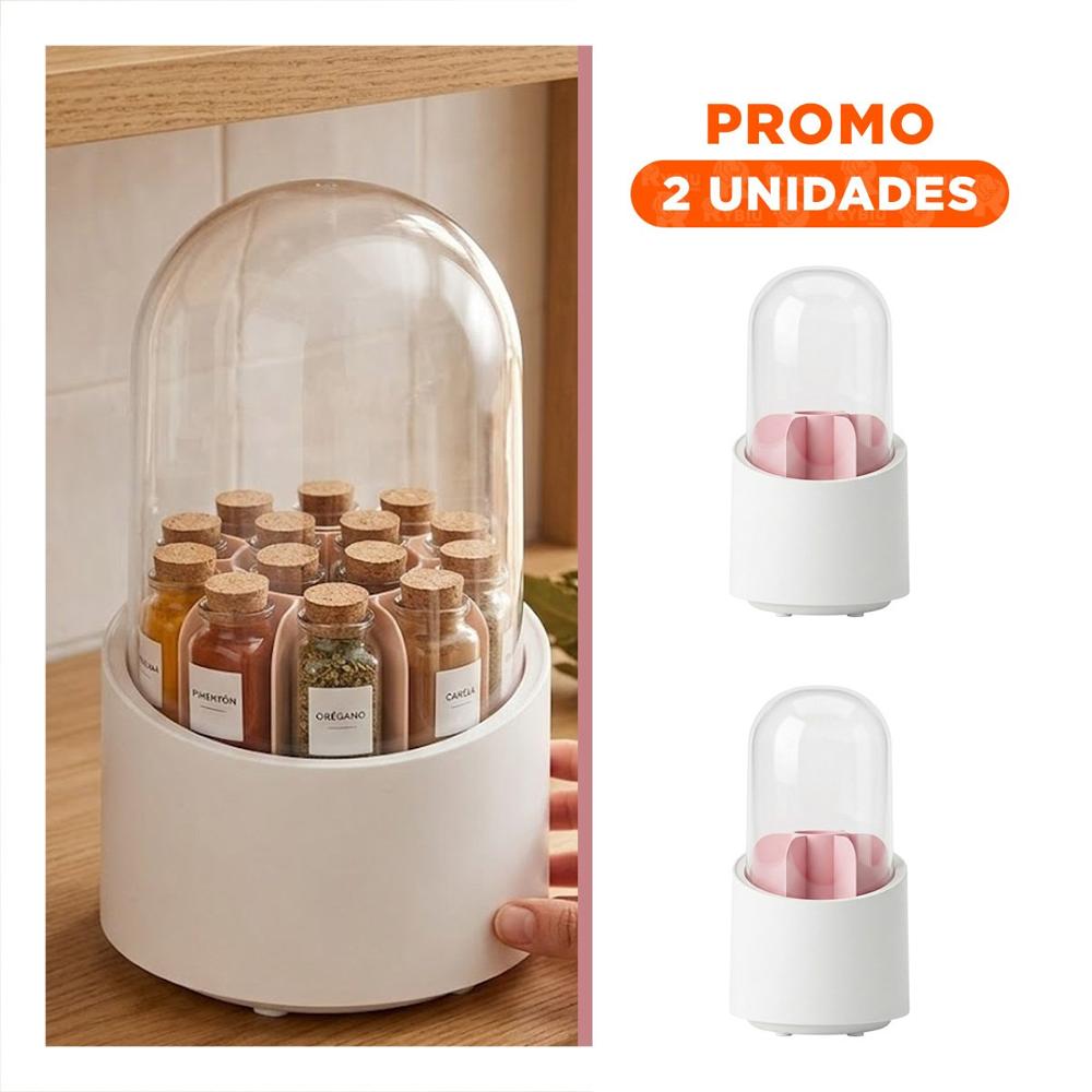 Pack2 Torre Giratoria Rosada para Maquillaje en Tocador Diario