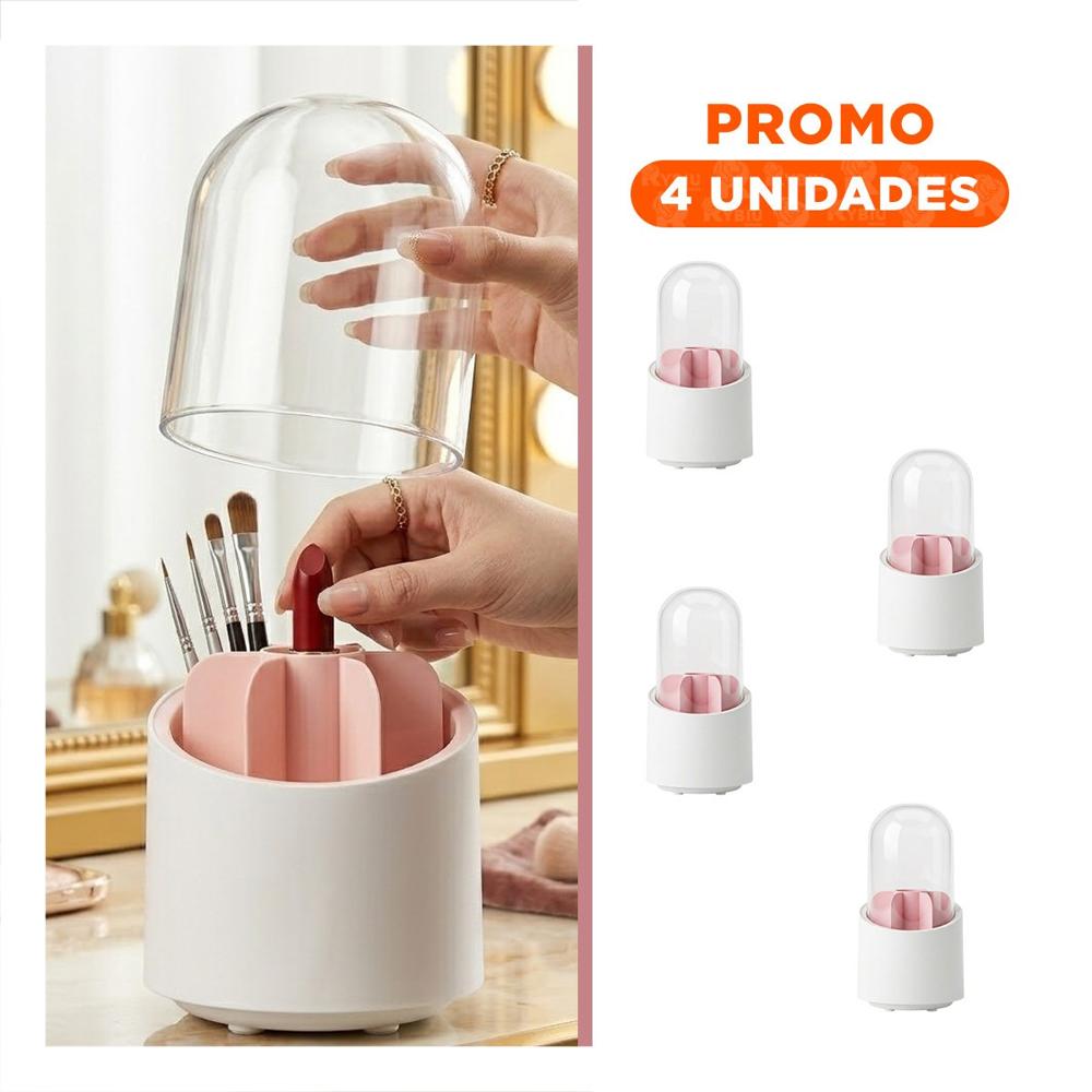 Pack4 Torre Giratoria Rosada Organizador Multiuso para Tocador y Belleza Y+Regalo Sticker