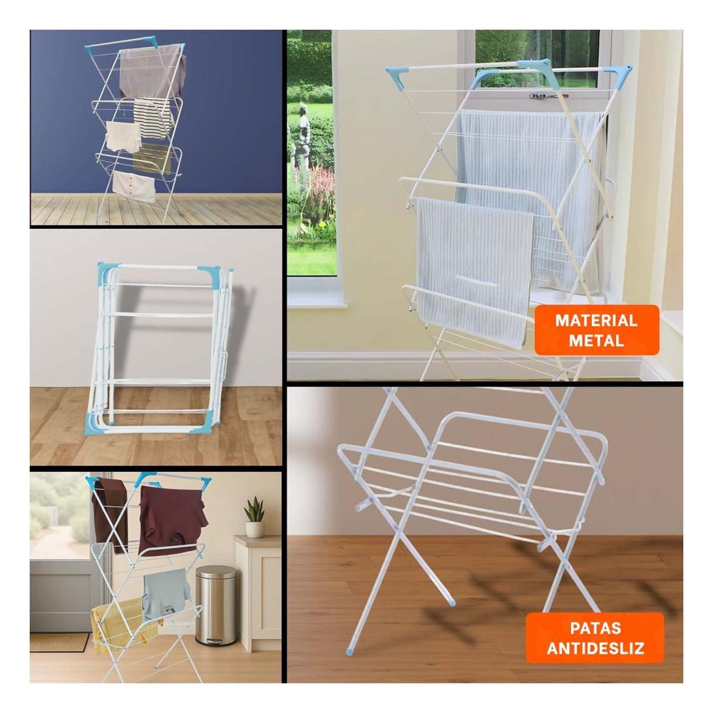Perchero de Ropa Plegable 3 Niveles Color Blanco Version V Resistente Extra