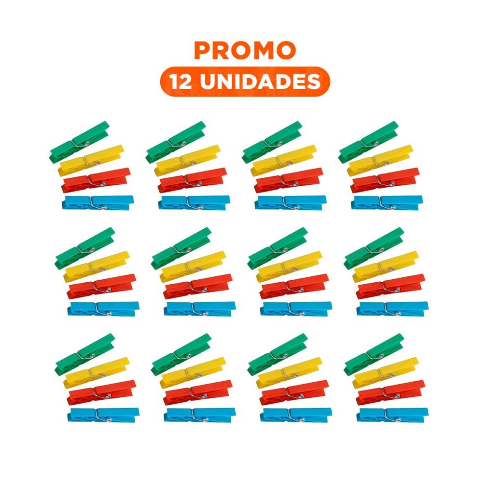 Pack12 Clips Multicolor de Plastico para Ropa con 24 Piezas para Uso Diario Y+Regalo Sticker