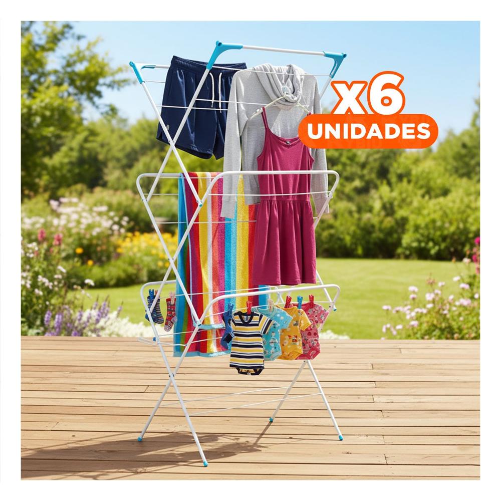 Pack6 Modulo de Ropa Plegable 3 Niveles Blanco Version V Uso Diario Hogar Y+Papel Regalo