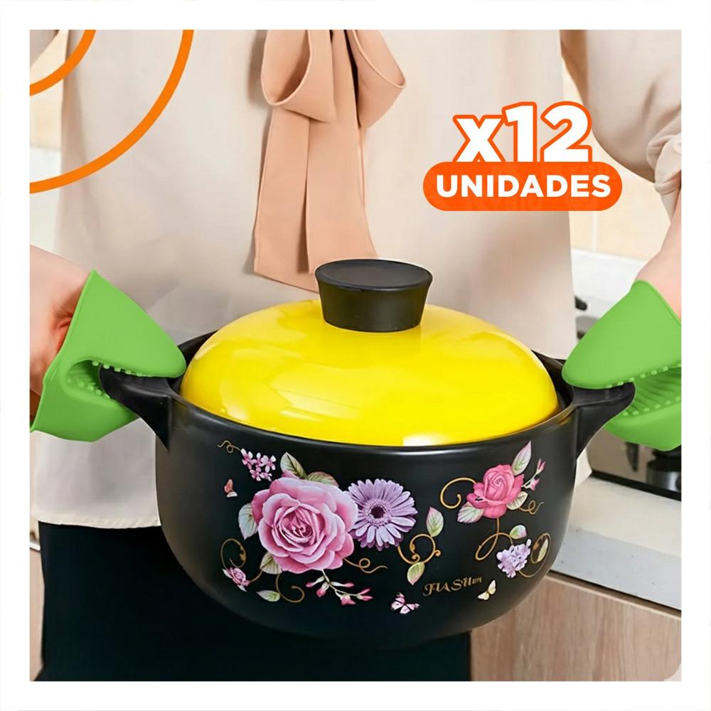 Pack12 Cubiertos Cocina de Silicona Verde para Preparar Comida en Casa 7,3x9,5cm Y+Papel Regalo