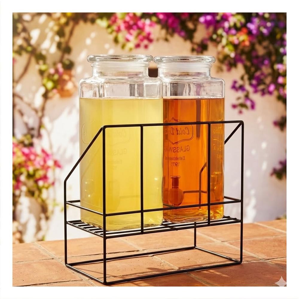 Contenedor Doble Bebida 2,2L Transparente con Grifo Practico Y+Post It