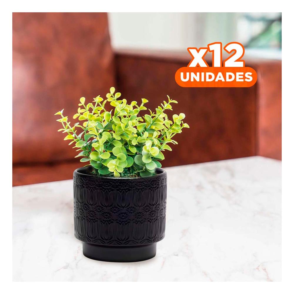 Pack12 Jardinera Minimalista De Ceramica 13x13cm Negro Para Tulipanes Flores Casa