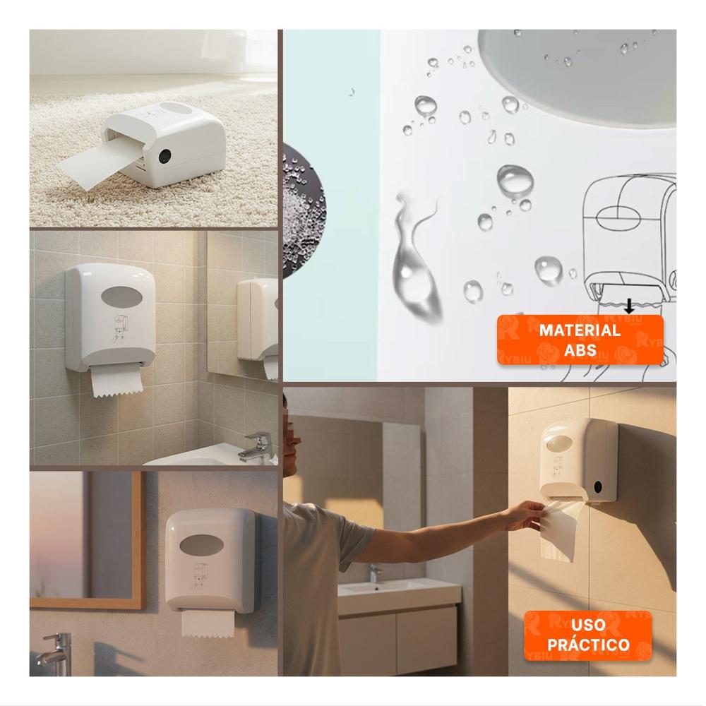 Contenedor Papel Toalla Rollo Horizontal Blanco para Cocina y Uso Diario