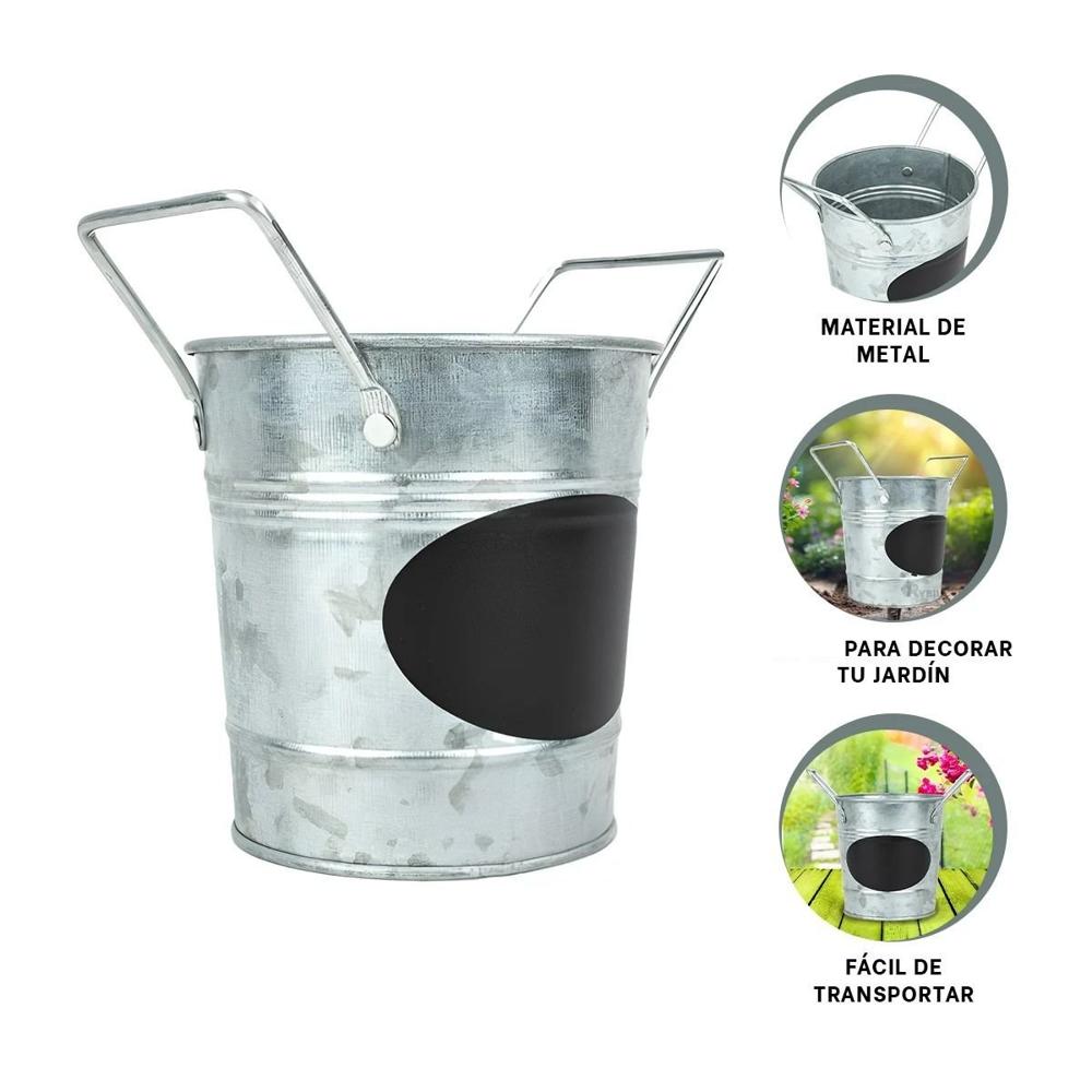 Jarron Cubo de Metal con Doble Agarradera y Cuadro para Nota muy Brillante Y+Ligas Regalo