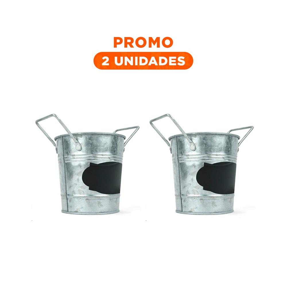 Pack2 Tiesto Cubo de Metal con Doble Agarradera y Cuadro para Nota para Flores