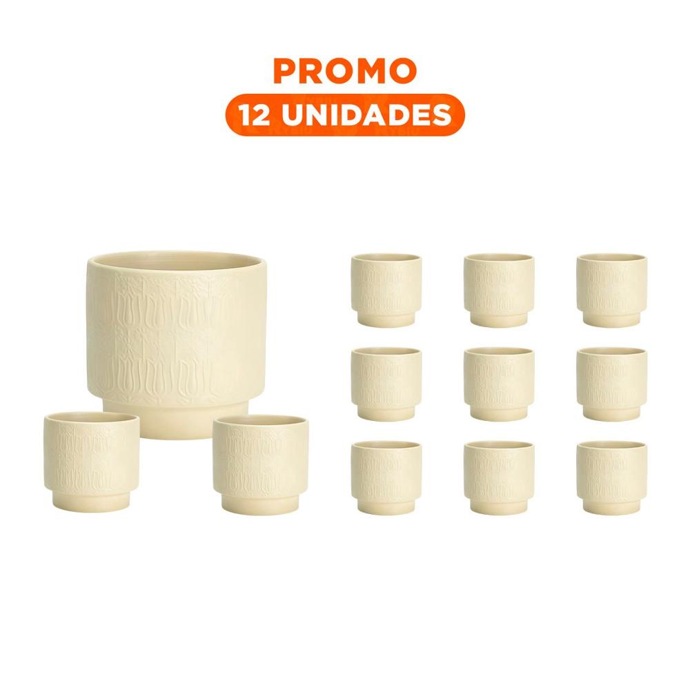 Pack12 Cubo Cilindro Ceramica 13x13cm Crema Para Tulipanes Flores Alta Calidad Y+Regalo Sticker