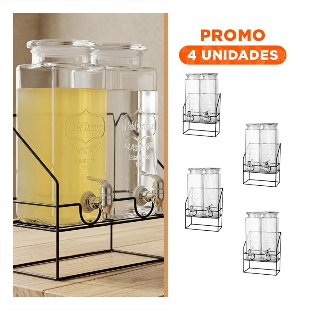 Pack4 Jarra Doble Transparente 2,2L Bebida para Eventos y Celebraciones Y+Regalo Sticker