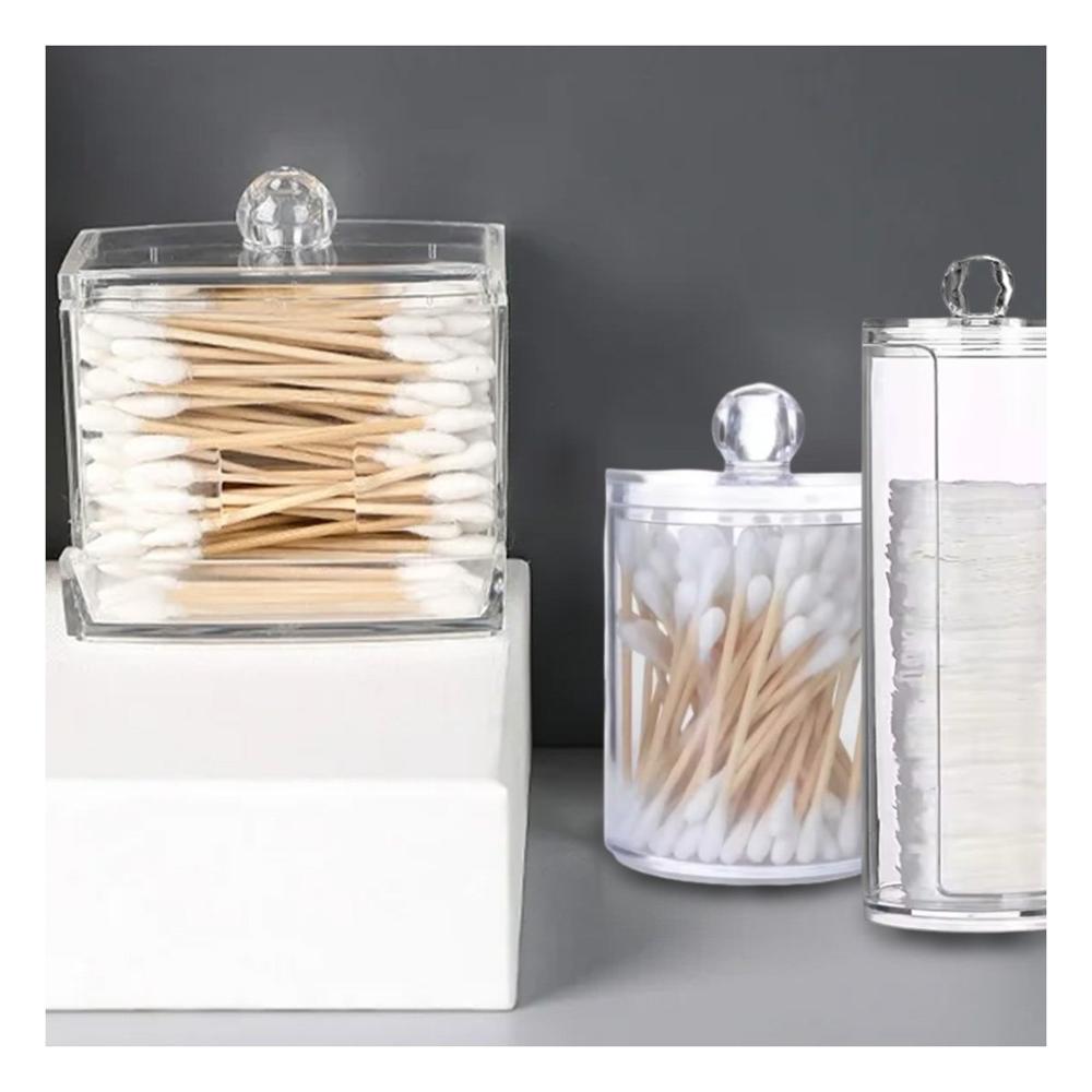 Pack de Contenedores Organizadores de Acrilico Transparente para Hisopos Y+Regalo Sticker