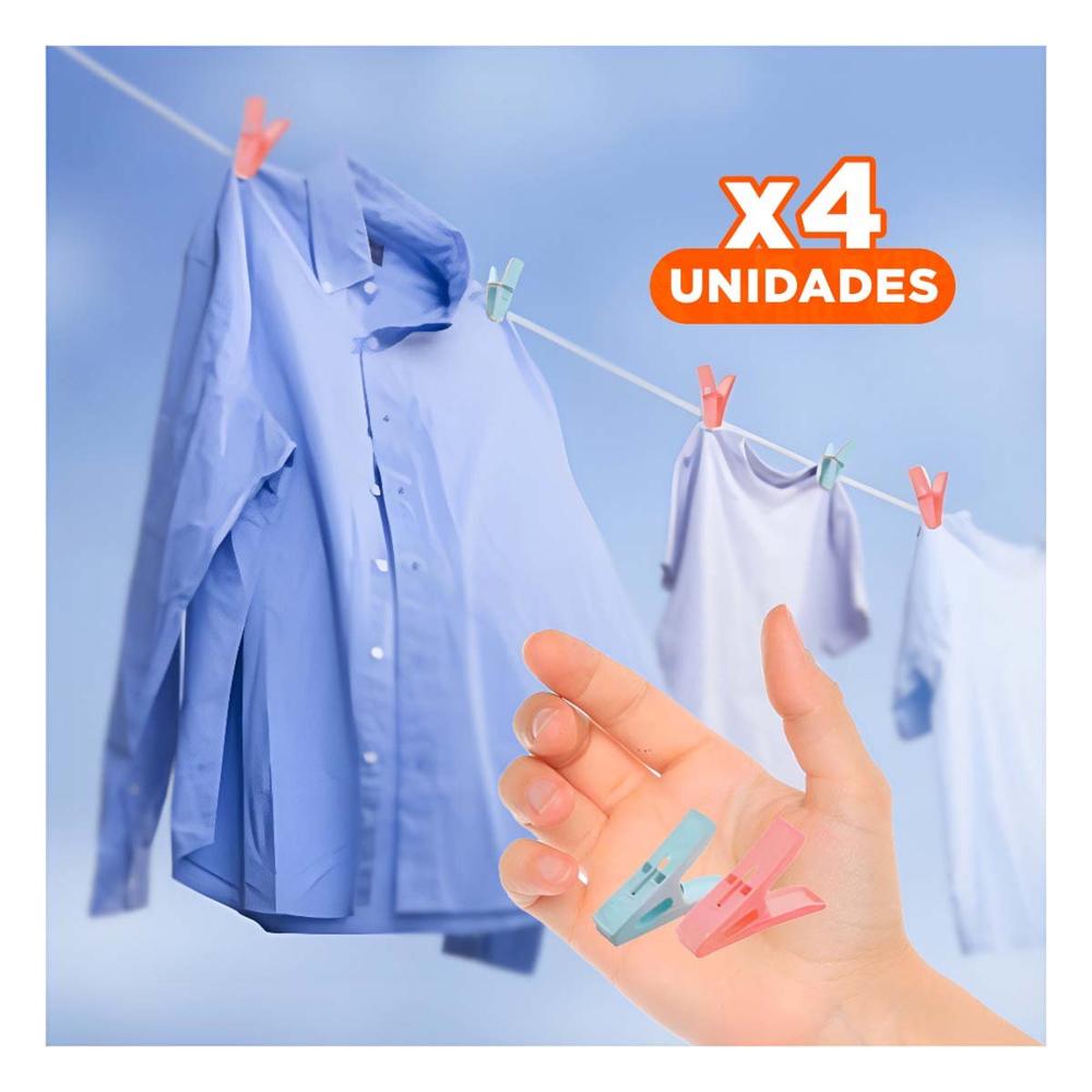 Pack4 Sujetadores Cuadrados de Ropa en Dos Tonos con Cuerda para Uso Continuo