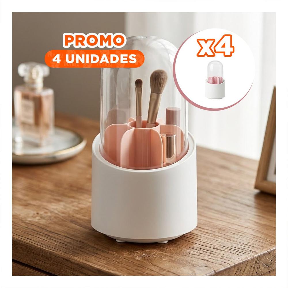 Pack4 Organizador Giratorio Rosado Multiuso para Cosmeticos y Belleza
