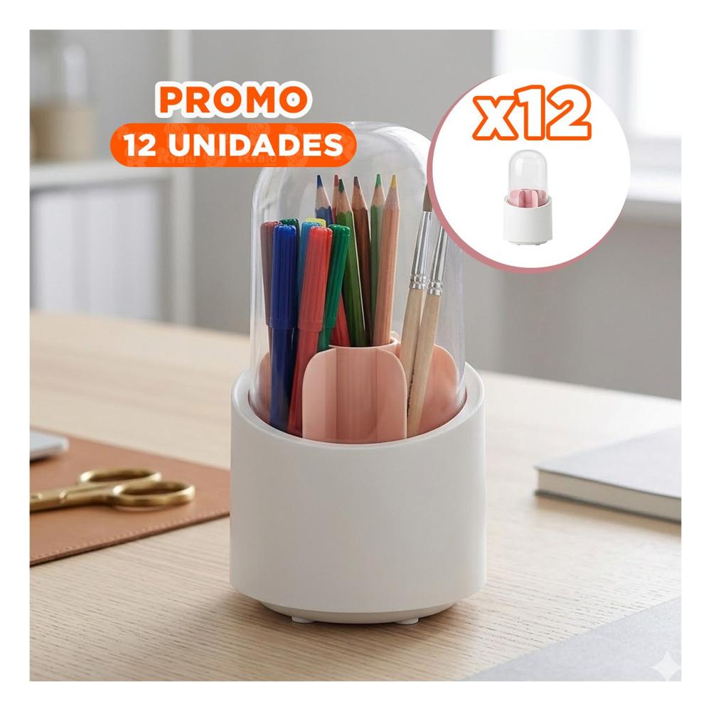 Pack12 Porta Cosmeticos Giratorio Rosado para Uso Diario en Tocador