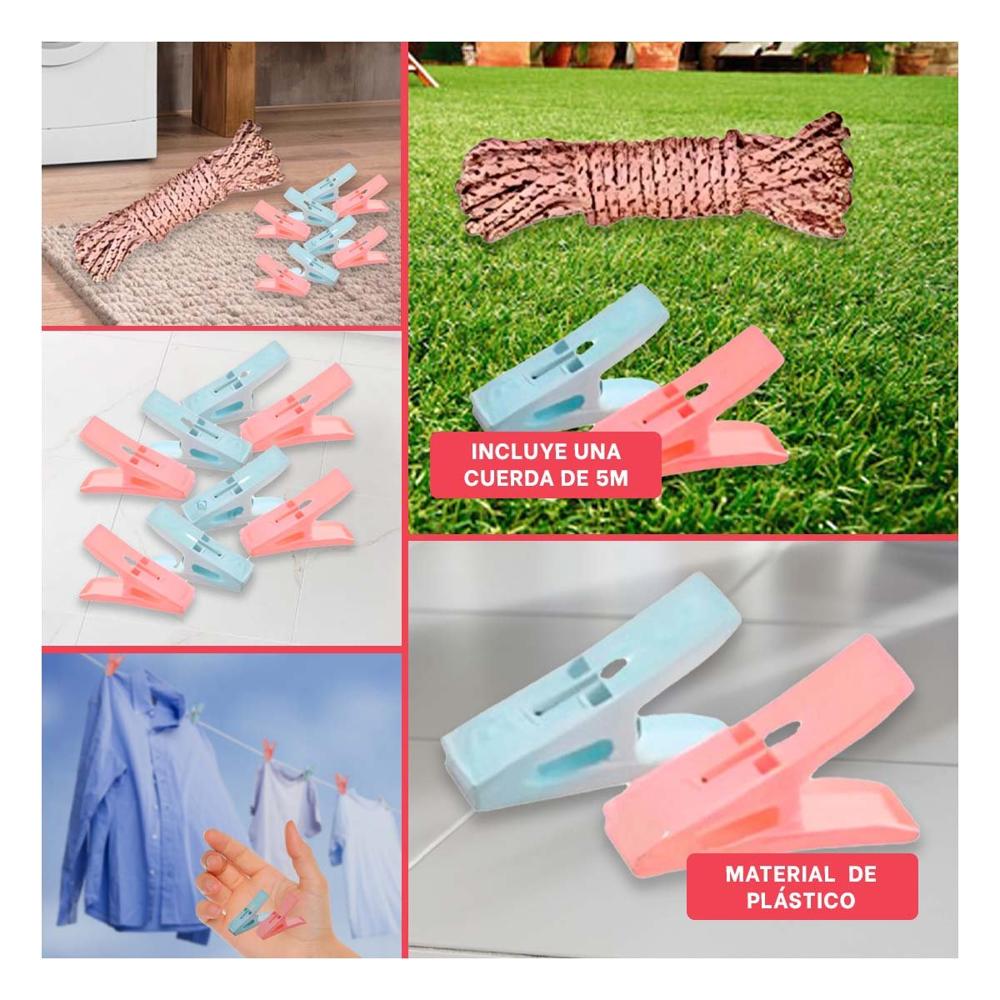 Ganchos de Ropa Cuadrados Multicolor con Cuerda para Prendas Ligeras