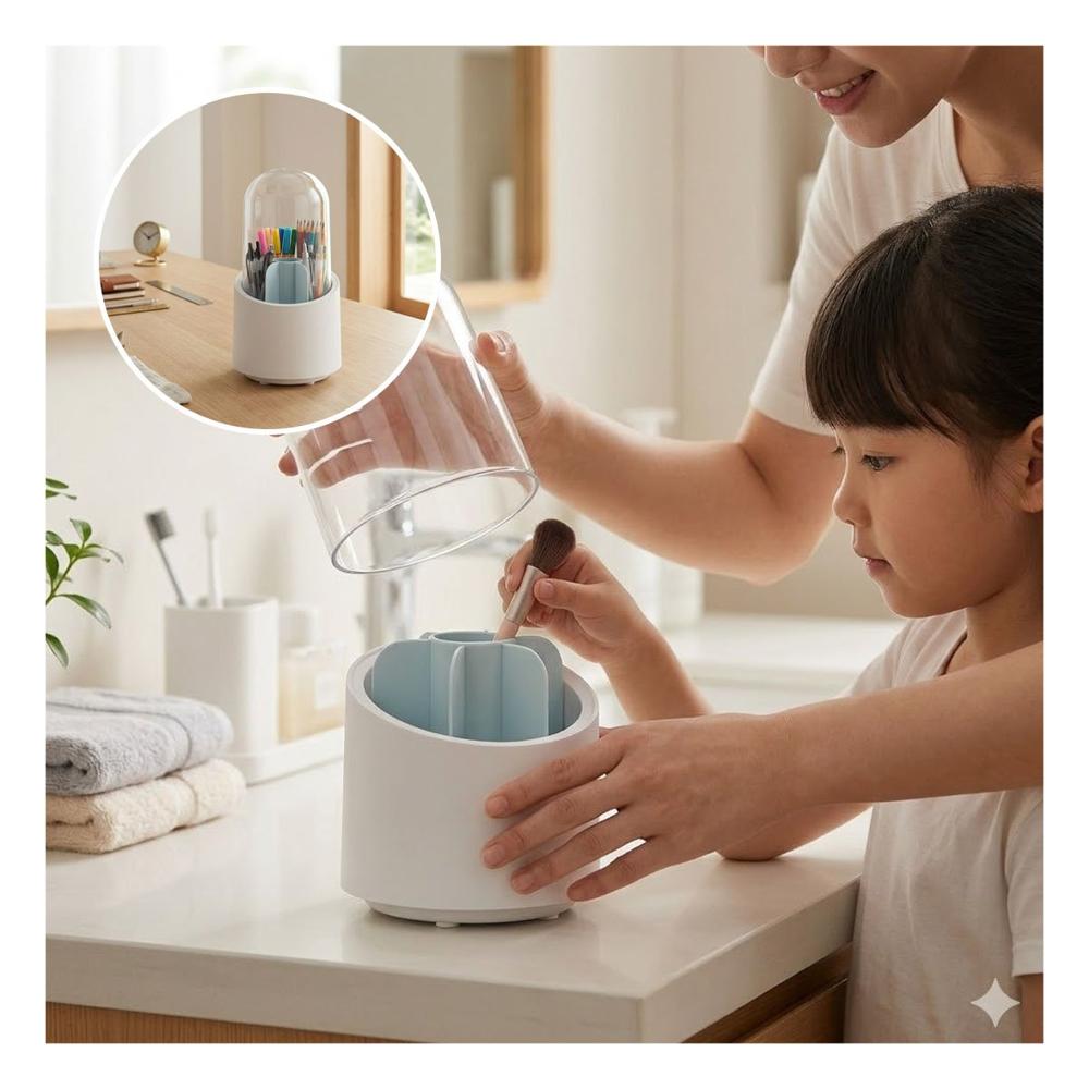 Porta Cosmeticos Giratorio Celeste para Maquillaje y Skincare de Tocador Y+Papel Regalo