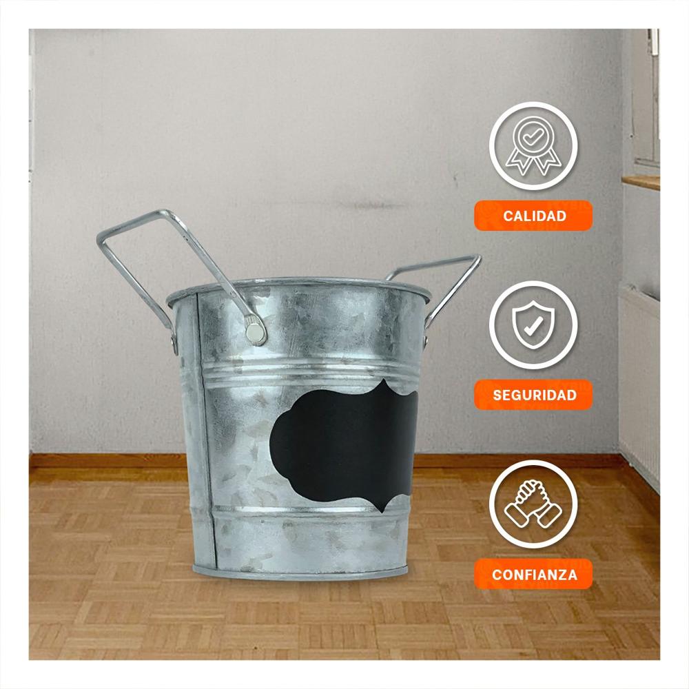 Maceta Cubo de Metal con Doble Asa 10x8.5cm Plateado Diseño Firme Y+Papel Regalo