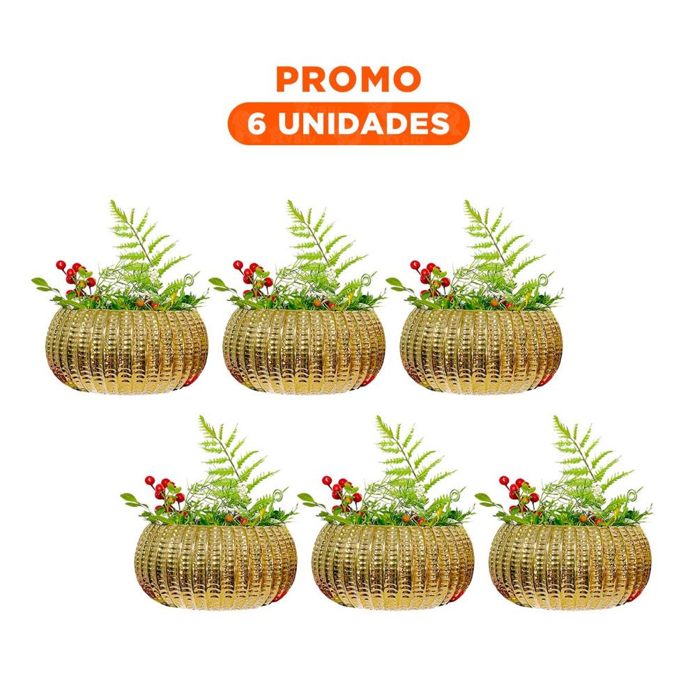 Pack6 Maceta Moderna Ceramica Dorado 17.5x22x11.5cm