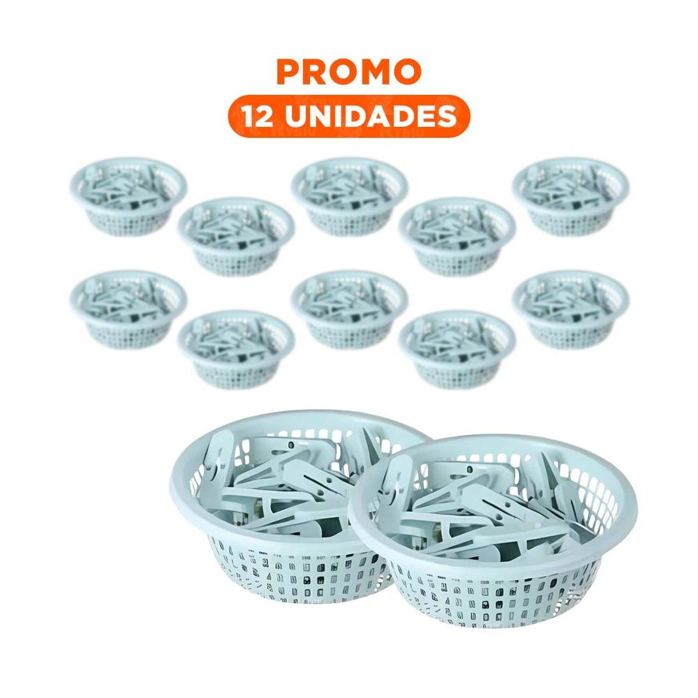 Pack12 Cesto Durable Verde Claro Circular Para Ganchos Lavanderia Y+Regalo Sticker