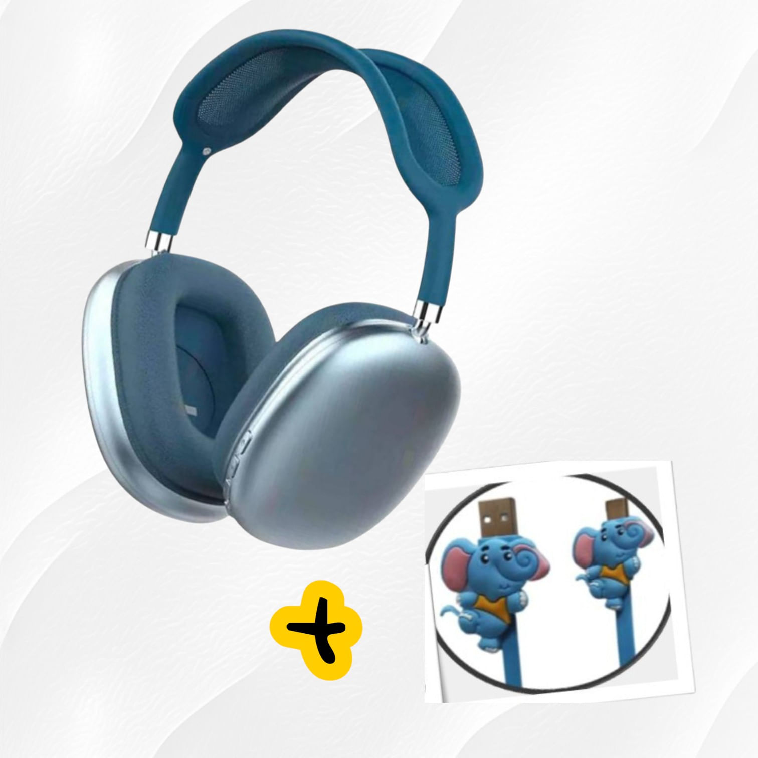 Audífonos Bluetooth 5.0 Plus Max P9 Azul  con Cancelación de Ruido - Cable Cargador de regalo