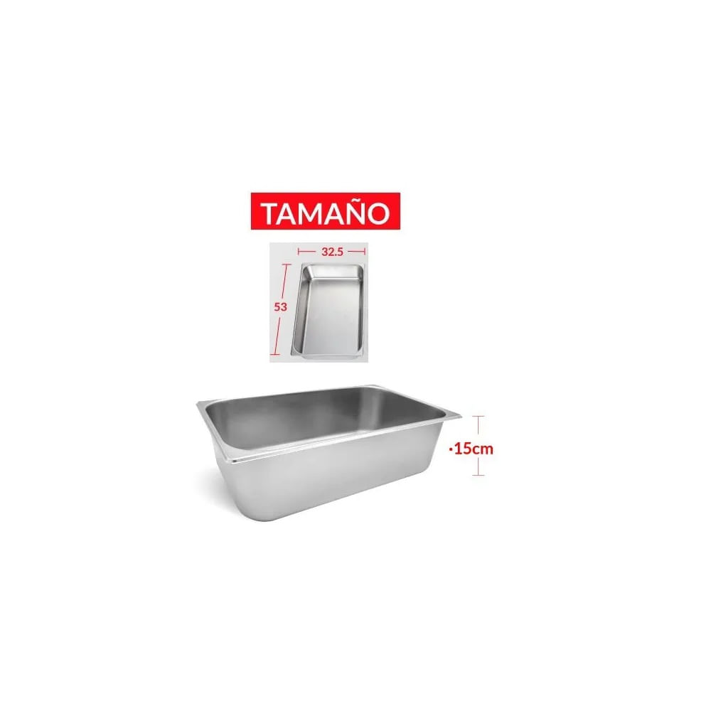 BANDEJA GASTRONÓMICA DE ACERO 53 cm x 32.5 x 15 cm