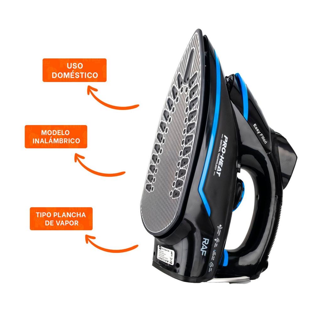 Planchador de Vapor Electrica Negro y Azul Practico Uso Diario en Casa Y+Ligas Regalo