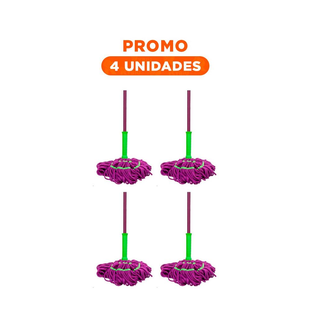 Pack4 Mopa Giratoria con Autoexprimidor para Orden y Limpieza del Hogar Y+Regalo Sticker