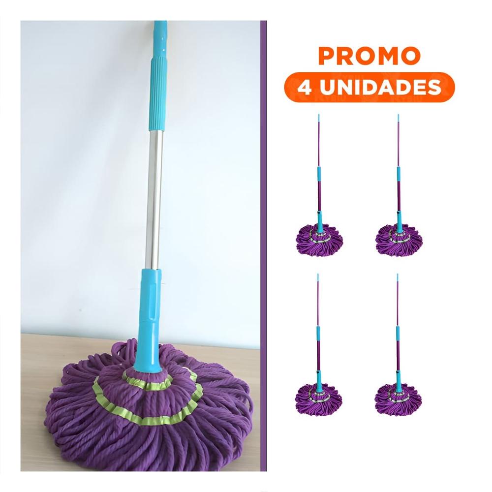 Pack4 Complemento de limpieza giratorio con sistema autoexprimidor y mango Y+Regalo Sticker