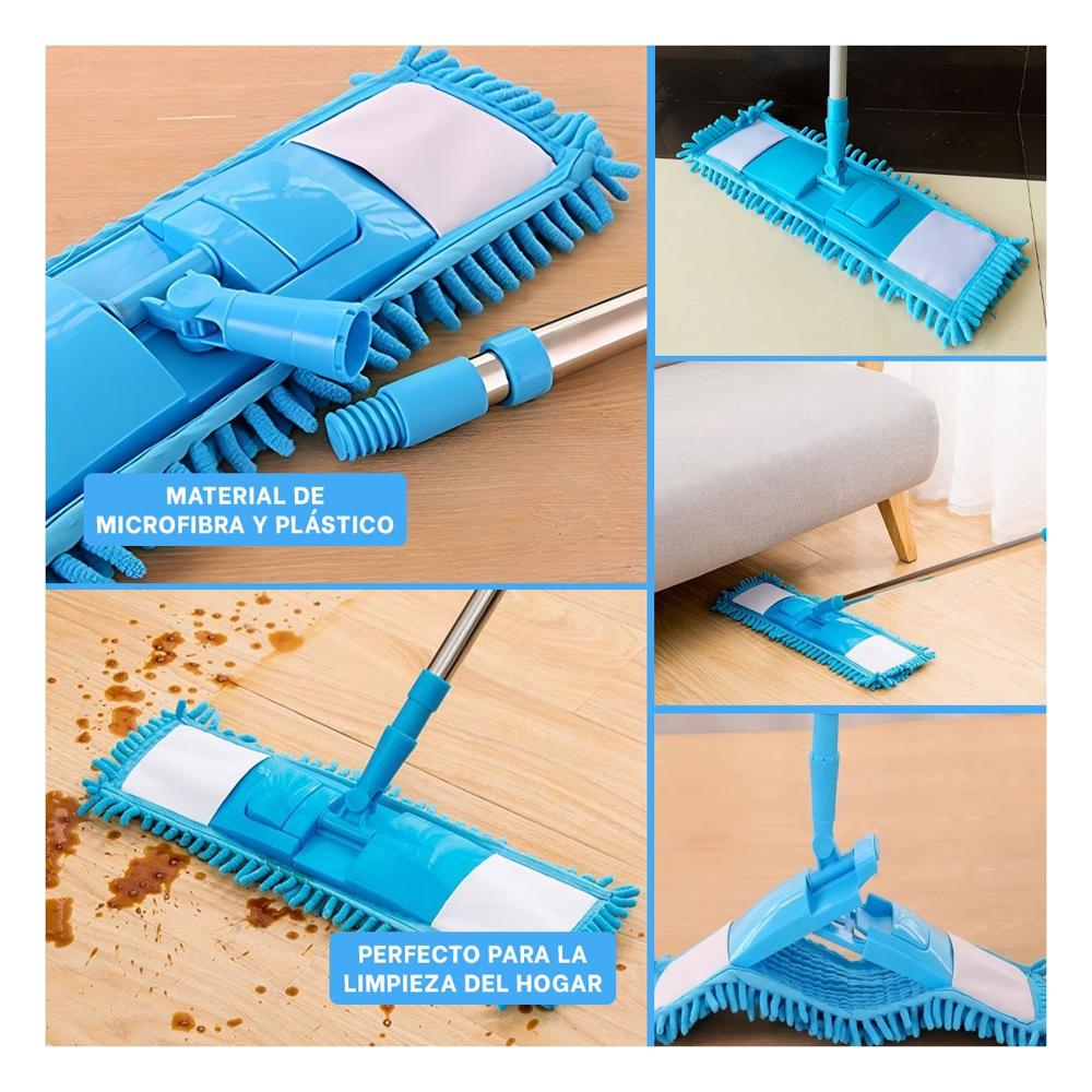 Mopa Rectangular de Microfibra Color Celeste para Limpieza del Hogar Diario
