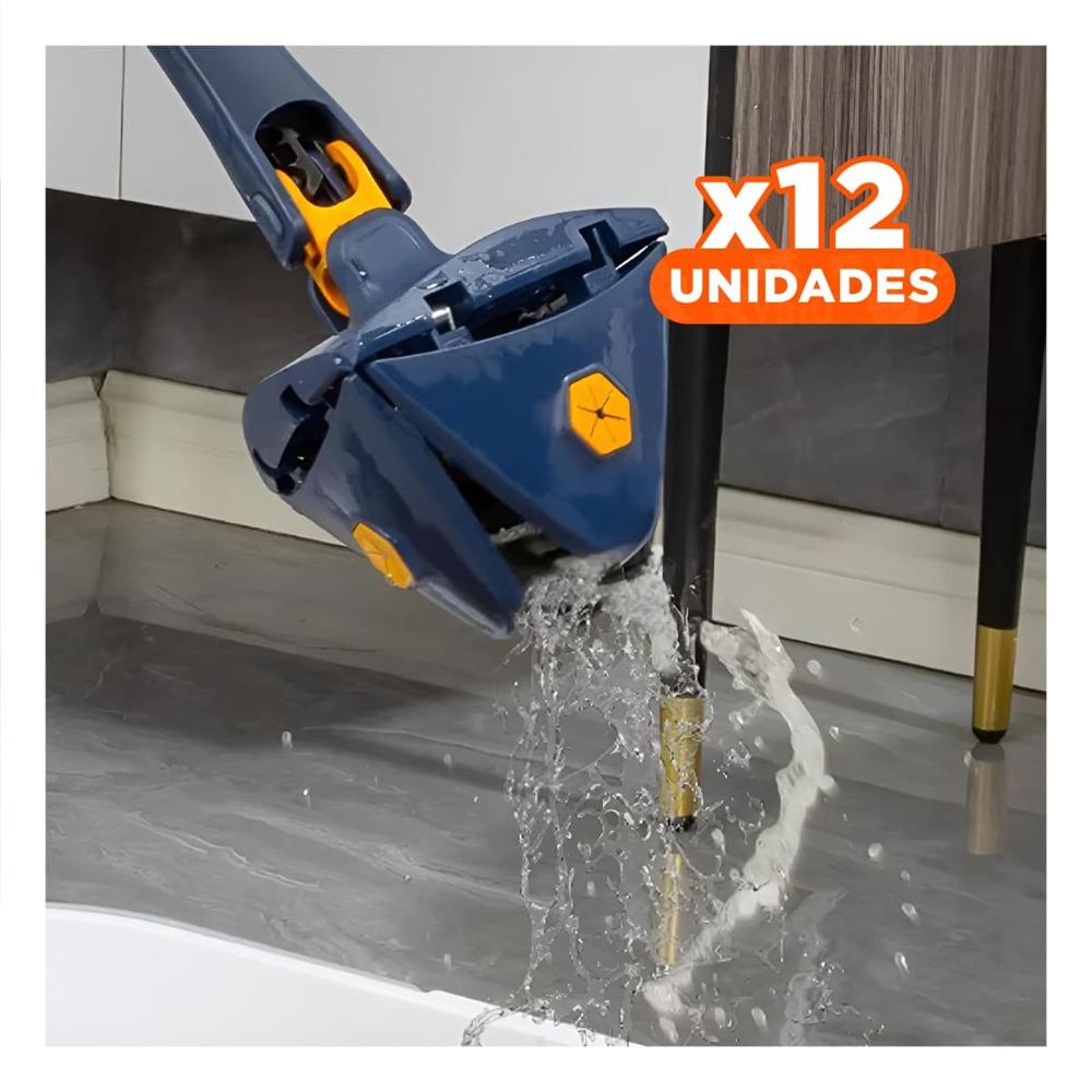 Pack12 Trapeador 360 con Sistema Giratorio y Autoexprimidor para Limpieza Azul
