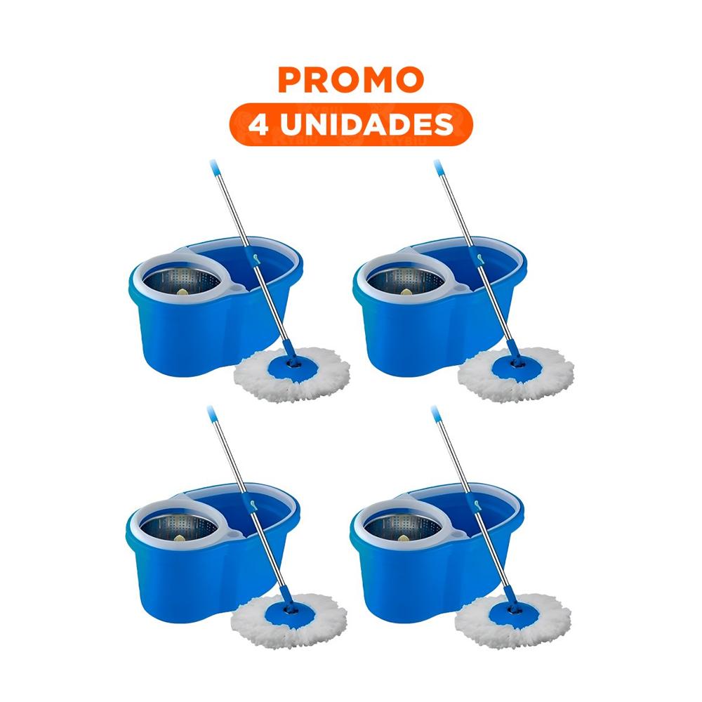 Pack4 Herramienta Giratoria 360 con Balde Centrifugador Azul del Hogar Y+Regalo Sticker