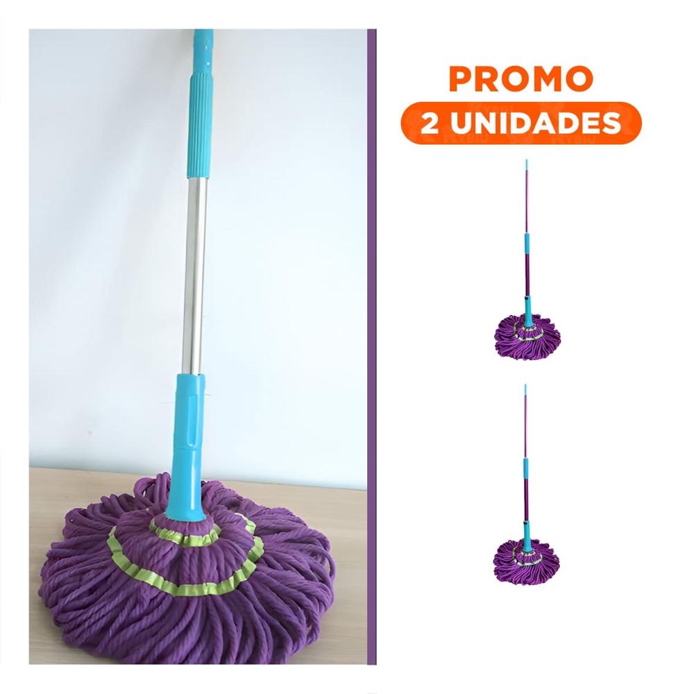 Pack2 Producto de limpieza giratorio con sistema autoexprimidor y mango resistente