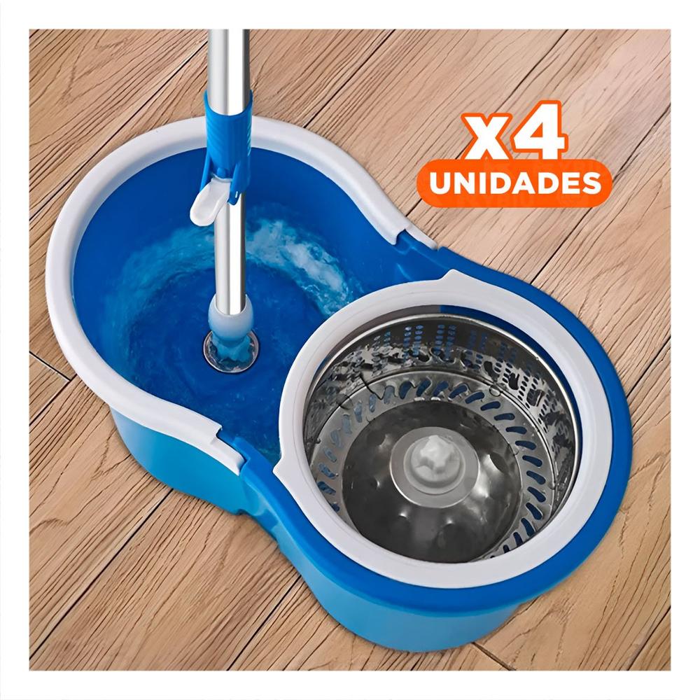 Pack4 Accesorio Giratorio 360 con Balde Centrifugador Rojo para Limpieza en Casa Y+Papel Regalo