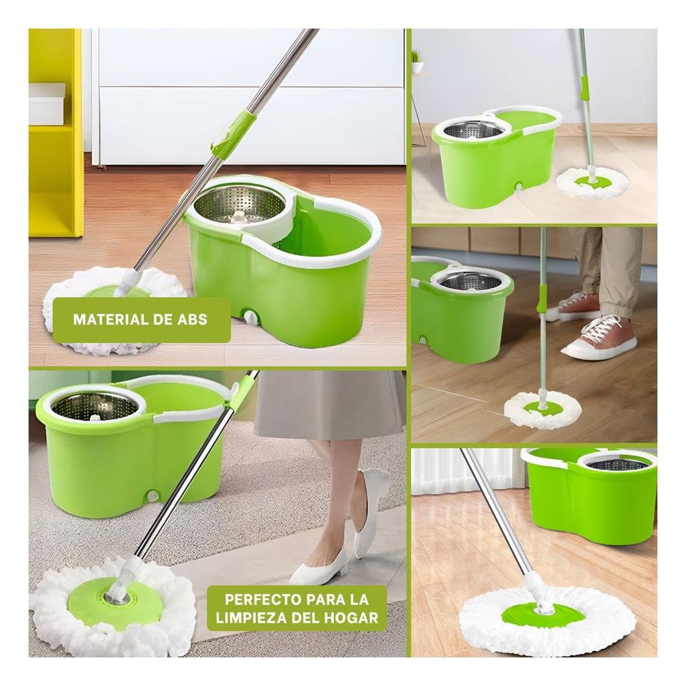 Trapeador Giratorio 360 con Balde Centrifugador para Limpieza Eficiente del Hogar